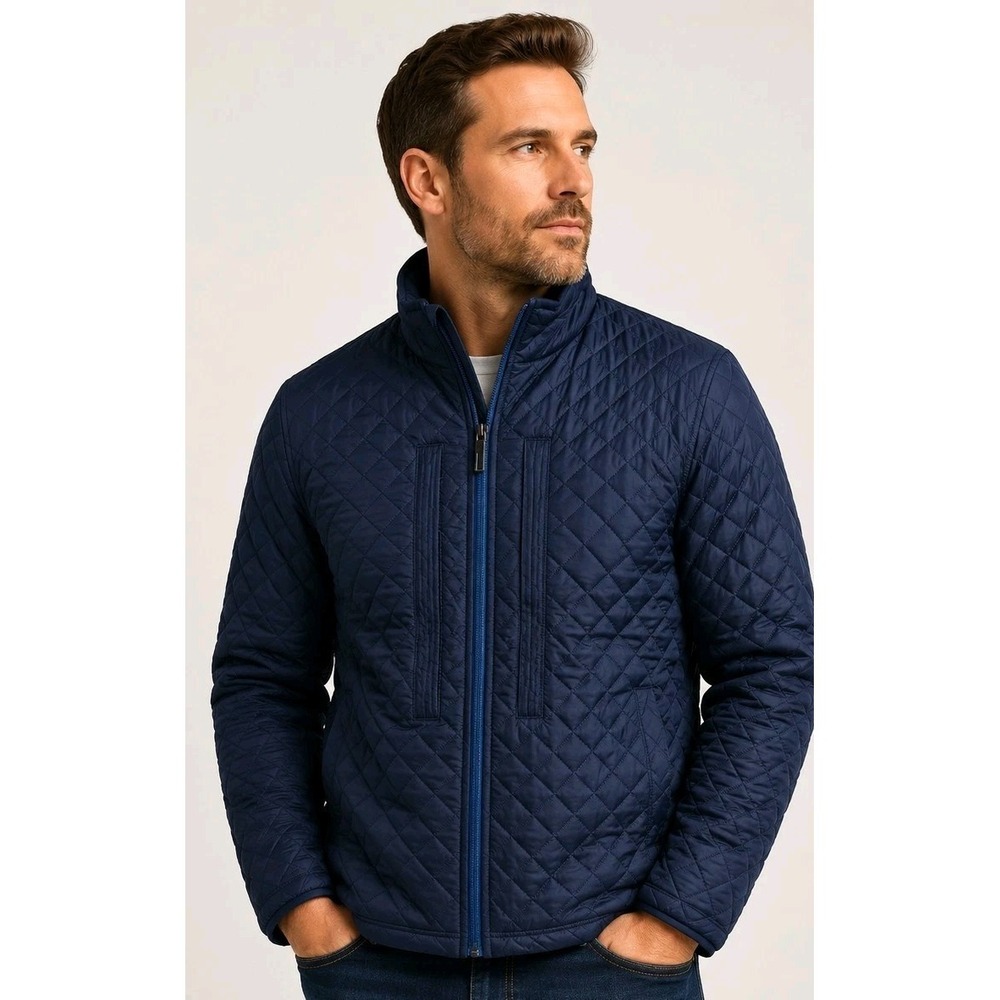 SCOTTeVEST Off-the-Grid Jacket Men's Blue Lightweight Quilted Full Zip Outdoor L